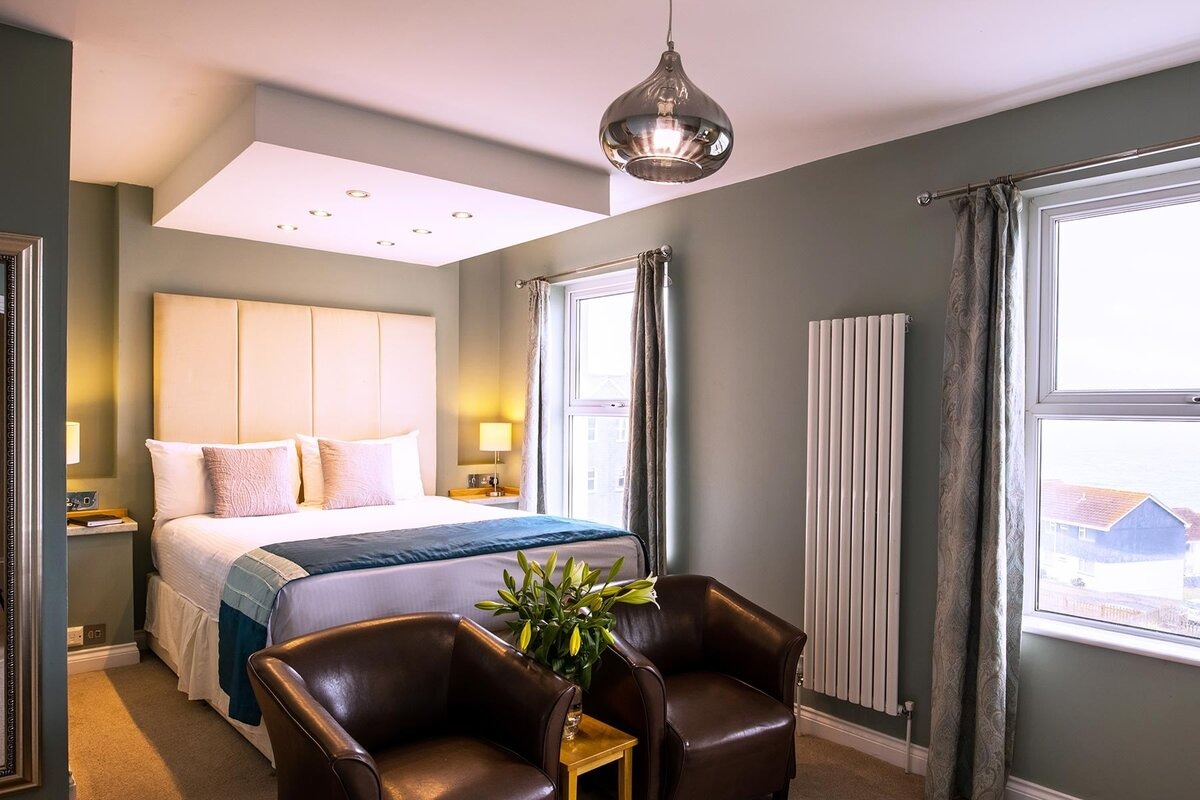 Sea-view bedroom at Pentire Hotel